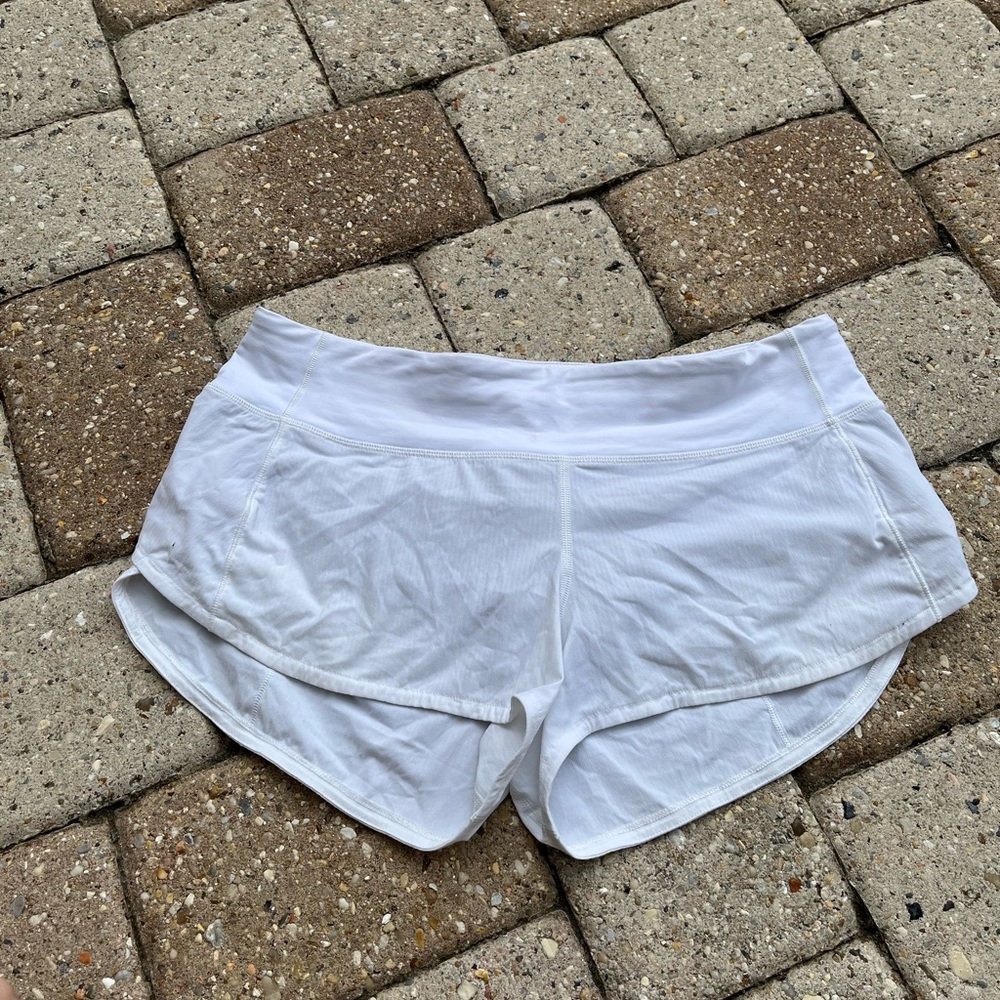 White Lululemon Speed Up Shorts